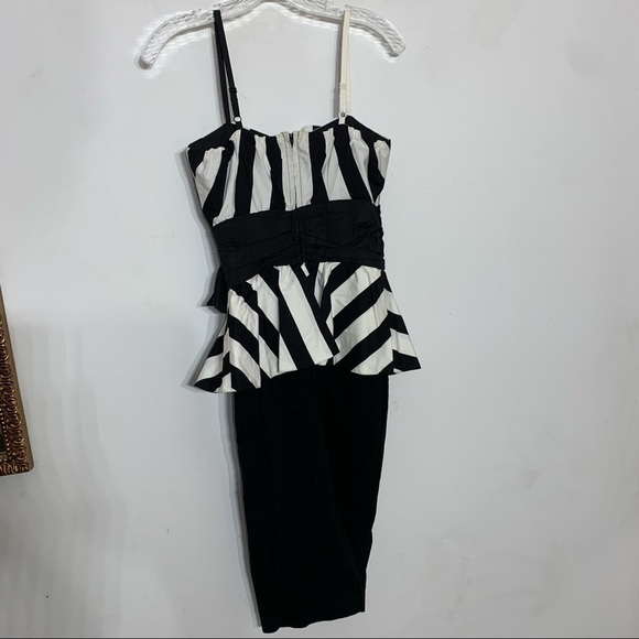 Tatyana vintage black and white stripe peplum wiggle dress Midi xS women’s - Picture 6 of 6